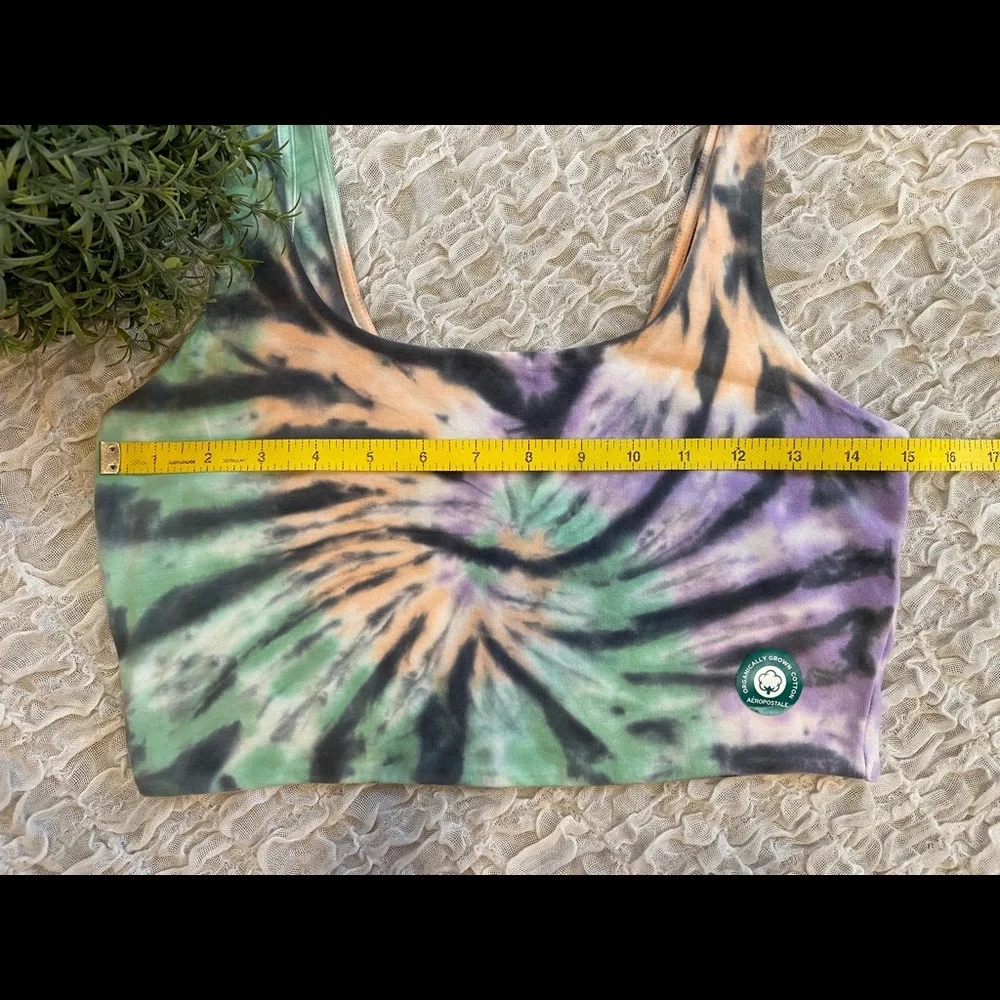 Aeropostale Tie Dye Crop Tank Top Cropped Shirt Cotton Cami Soft Layering Tee - Picture 5 of 7